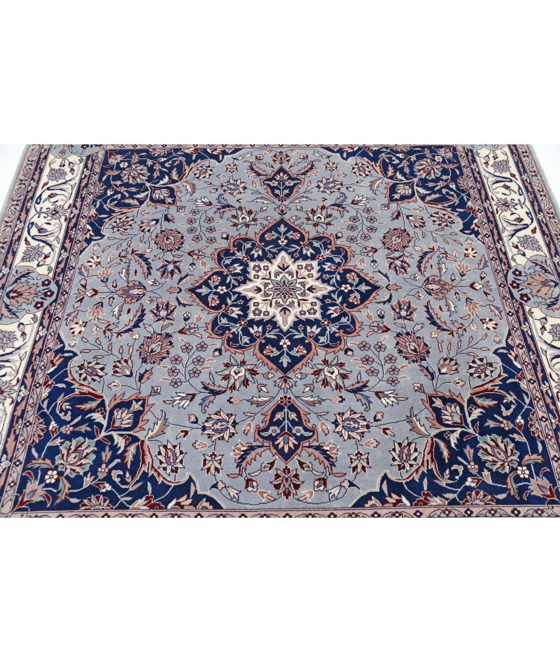Hand Knotted Heritage Persian Style Wool Rug - 6'7'' x 6'10'' 6' 7" X 6' 10" (201 X 208) / Blue / Ivory