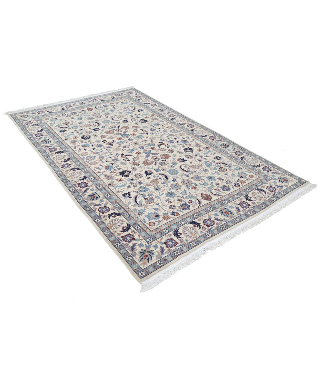 Hand Knotted Heritage Persian Style Wool Rug - 5'0'' x 7'4'' 5' 0" X 7' 4" (152 X 224) / Ivory / Blue