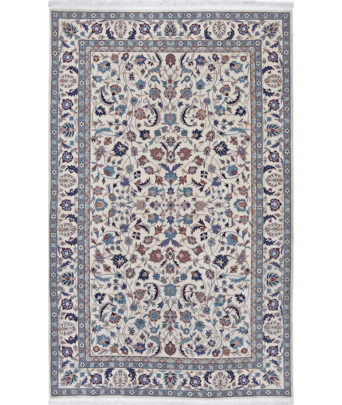 Hand Knotted Heritage Persian Style Wool Rug - 5&#39;0&#39;&#39; x 7&#39;4&#39;&#39; 5&#39; 0&quot; X 7&#39; 4&quot; (152 X 224) / Ivory / Blue