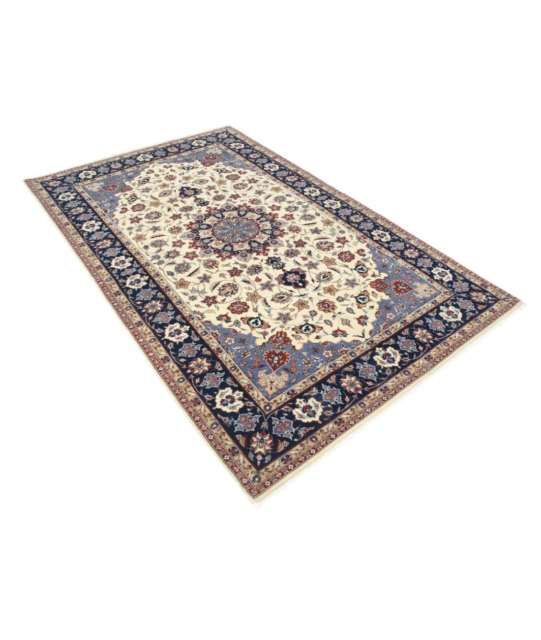 Hand Knotted Heritage Persian Style Wool Rug - 5'0'' x 7'10'' 5' 0" X 7' 10" (152 X 239) / Ivory / Blue