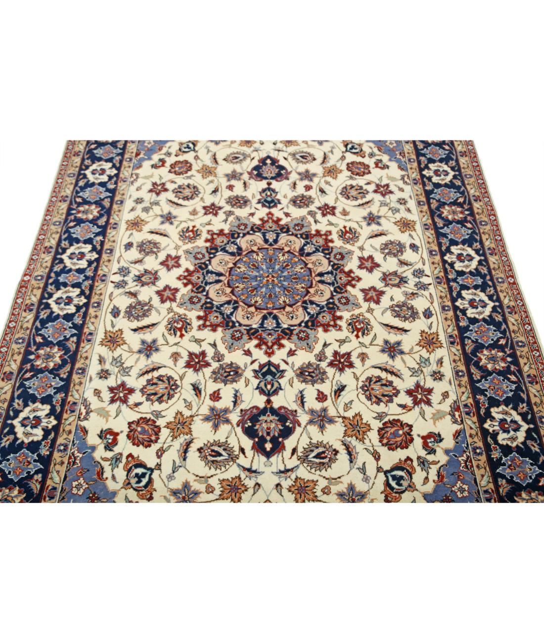 Hand Knotted Heritage Persian Style Wool Rug - 5'0'' x 7'10'' 5' 0" X 7' 10" (152 X 239) / Ivory / Blue