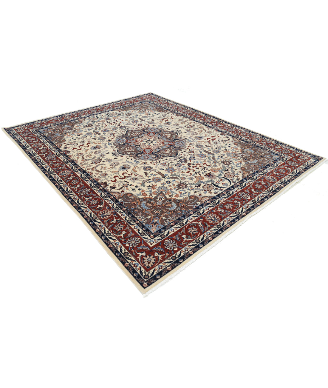 Hand Knotted Heritage Persian Style Wool Rug - 7'11'' x 9'10'' 7' 11" X 9' 10" (241 X 300) / Ivory / Rust