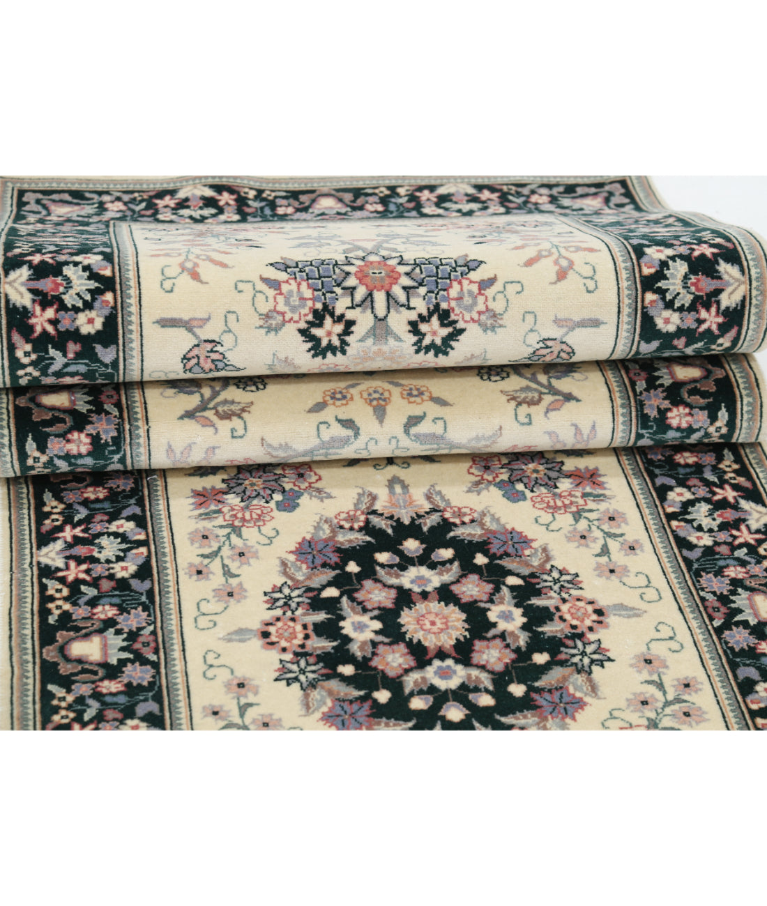 Hand Knotted Heritage Persian Style Wool Rug - 2'6'' x 14'0'' 2' 6" X 14' 0" (76 X 427) / Ivory / Green