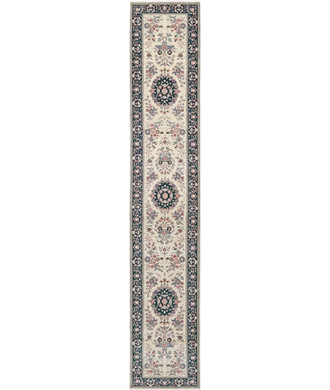 Hand Knotted Heritage Persian Style Wool Rug - 2&#39;6&#39;&#39; x 14&#39;0&#39;&#39; 2&#39; 6&quot; X 14&#39; 0&quot; (76 X 427) / Ivory / Green