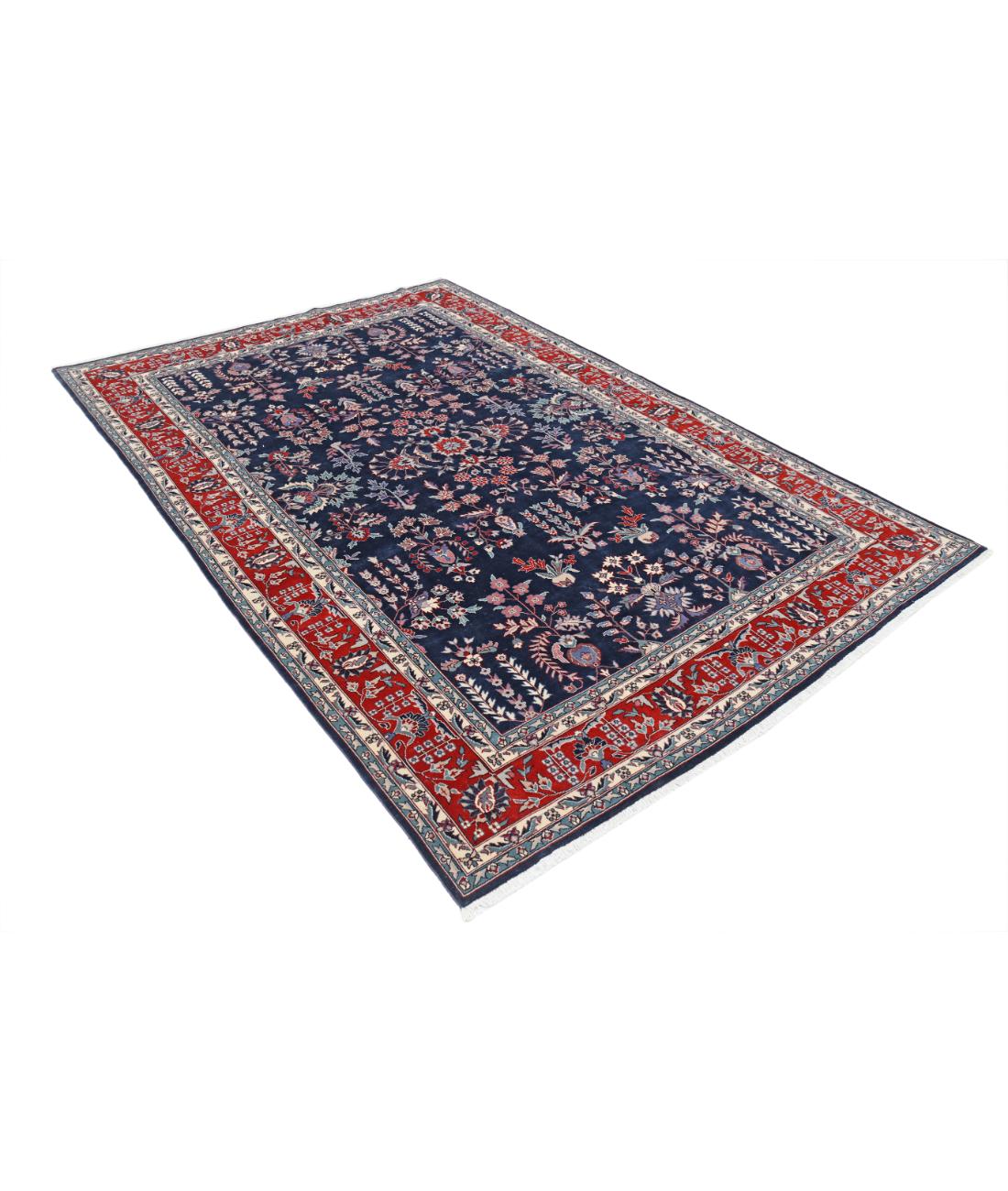 Hand Knotted Heritage Persian Style Wool Rug - 6'0'' x 9'1'' 6' 0" X 9' 1" (183 X 277) / Blue / Red