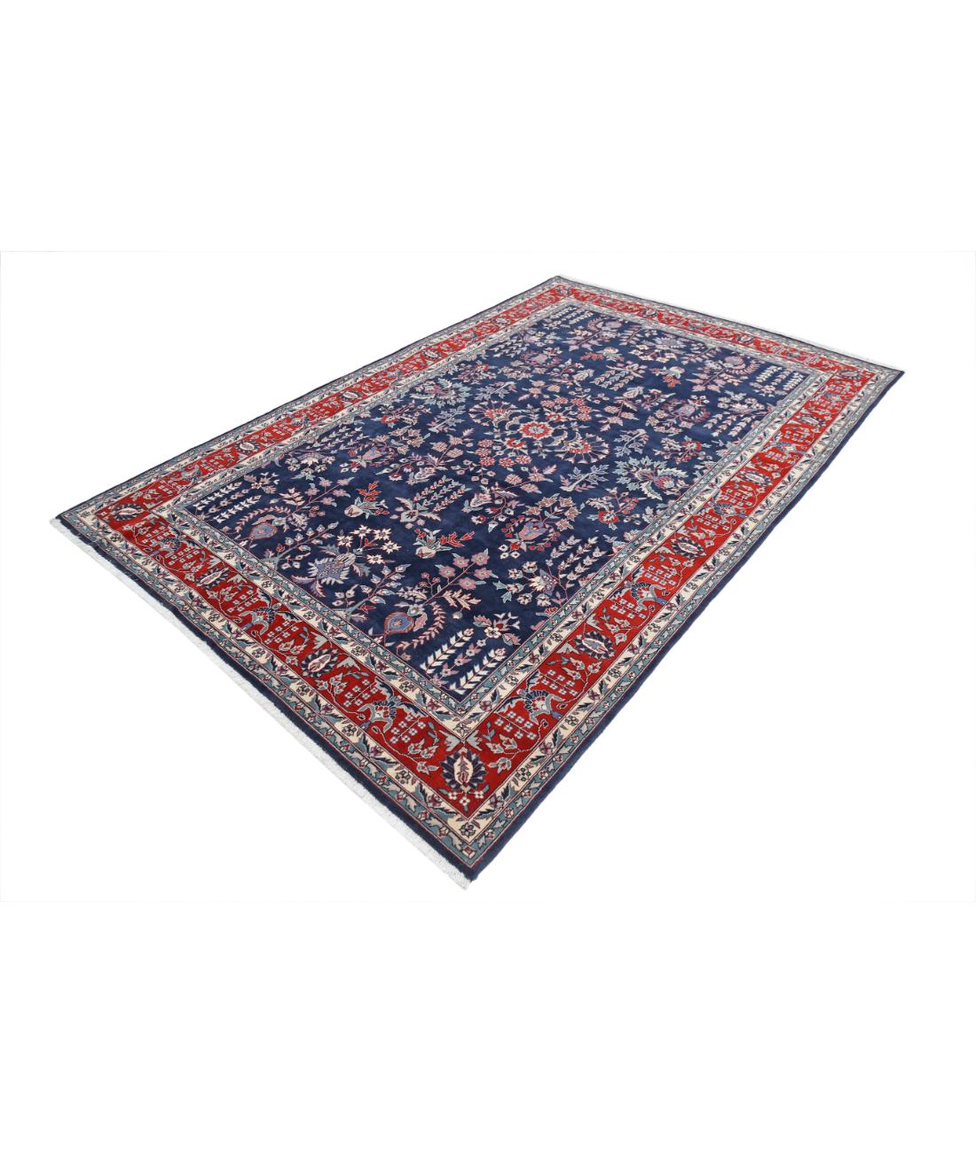 Hand Knotted Heritage Persian Style Wool Rug - 6'0'' x 9'1'' 6' 0" X 9' 1" (183 X 277) / Blue / Red