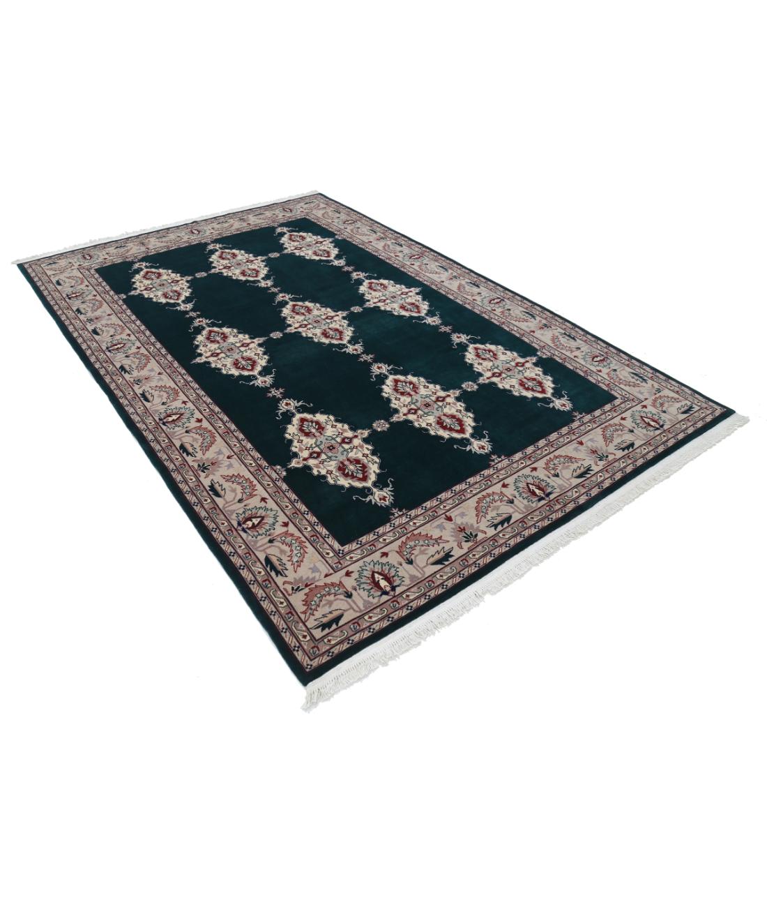 Hand Knotted Heritage Persian Style Wool Rug - 6'0'' x 8'11'' 6' 0" X 8' 11" (183 X 272) / Green / Ivory