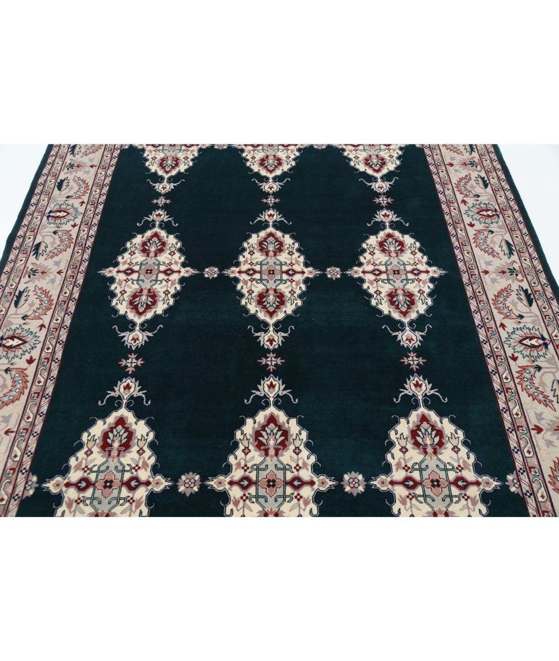 Hand Knotted Heritage Persian Style Wool Rug - 6'0'' x 8'11'' 6' 0" X 8' 11" (183 X 272) / Green / Ivory