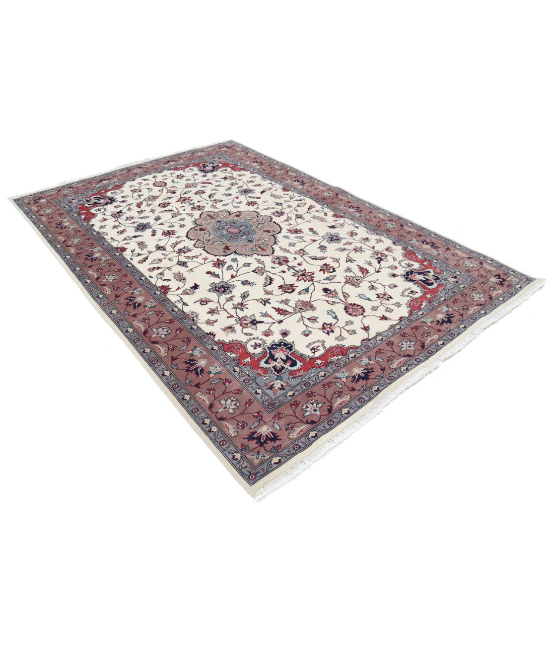 Hand Knotted Heritage Persian Style Wool Rug - 6'0'' x 9'0'' 6' 0" X 9' 0" (183 X 274) / Ivory / Taupe