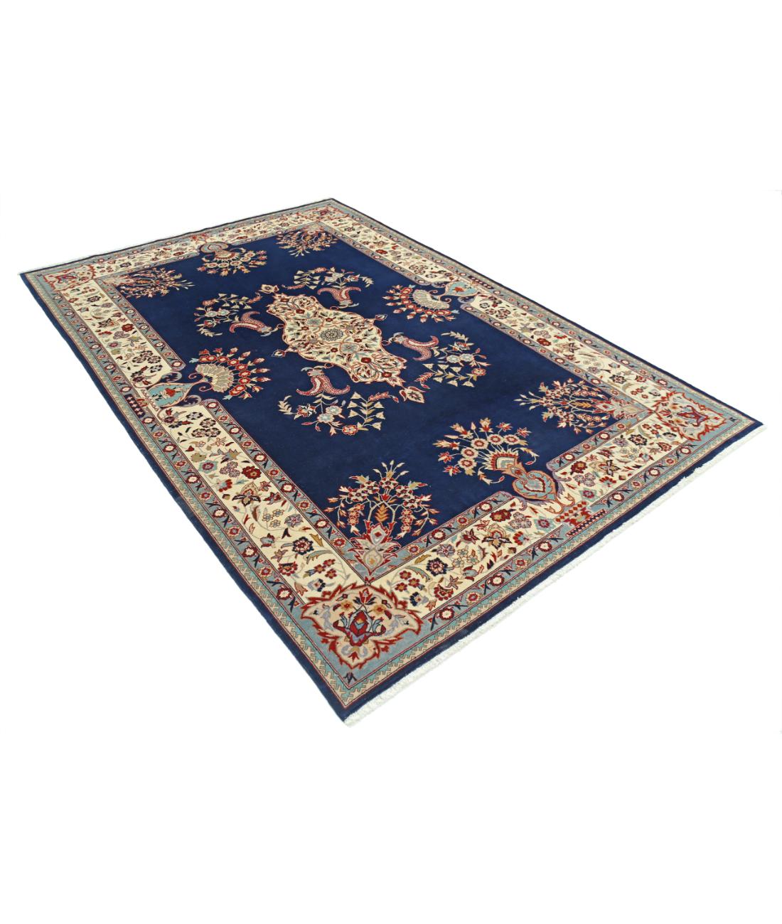 Hand Knotted Heritage Persian Style Wool Rug - 5'11'' x 8'11'' 5' 11" X 8' 11" (180 X 272) / Blue / Ivory