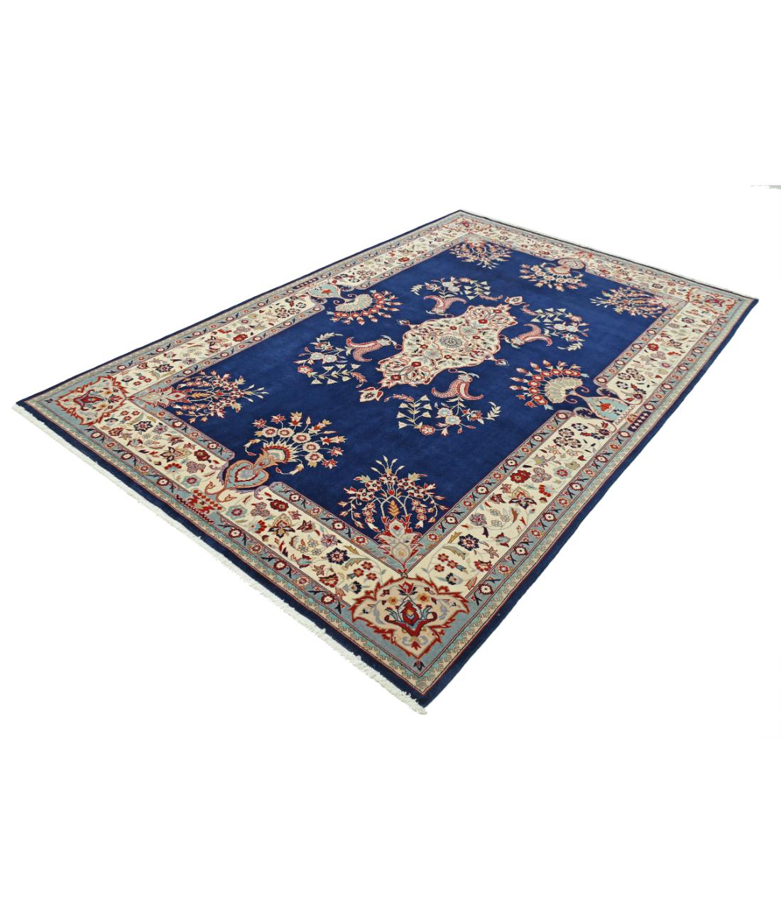 Hand Knotted Heritage Persian Style Wool Rug - 5'11'' x 8'11'' 5' 11" X 8' 11" (180 X 272) / Blue / Ivory