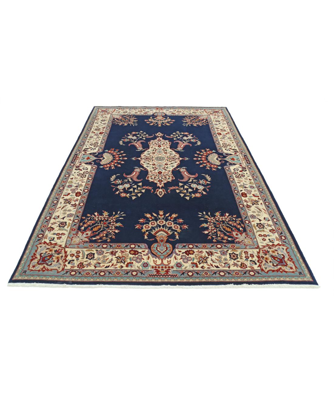 Hand Knotted Heritage Persian Style Wool Rug - 5'11'' x 8'11'' 5' 11" X 8' 11" (180 X 272) / Blue / Ivory
