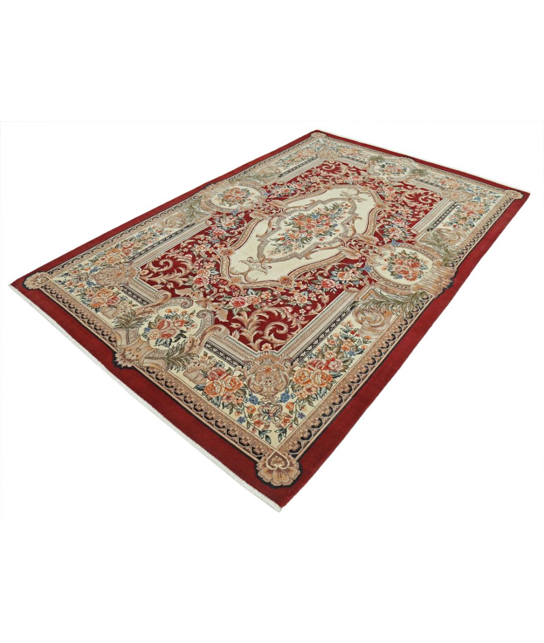 Hand Knotted Heritage Persian Style Wool Rug - 5'10'' x 8'11'' 5' 10" X 8' 11" (178 X 272) / Red / Ivory