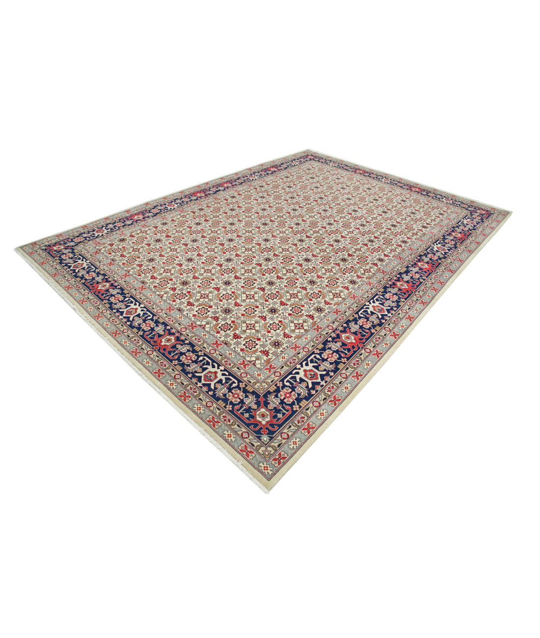 Hand Knotted Heritage Persian Style Wool Rug - 8'2'' x 11'8'' 8' 2" X 11' 8" (249 X 356) / Ivory / Blue