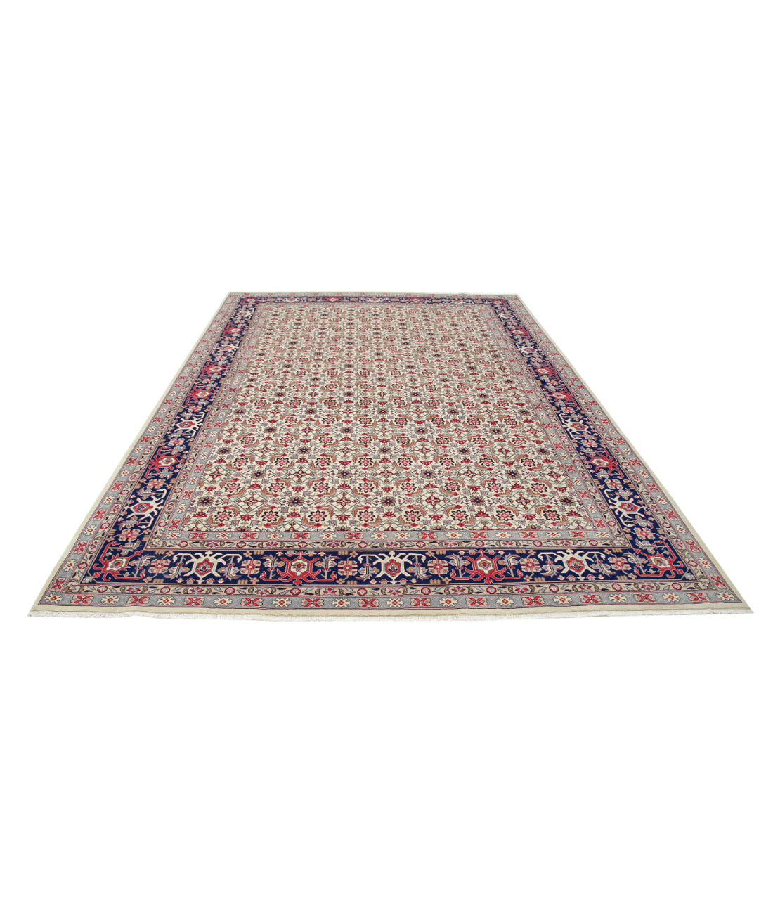 Hand Knotted Heritage Persian Style Wool Rug - 8'2'' x 11'8'' 8' 2" X 11' 8" (249 X 356) / Ivory / Blue