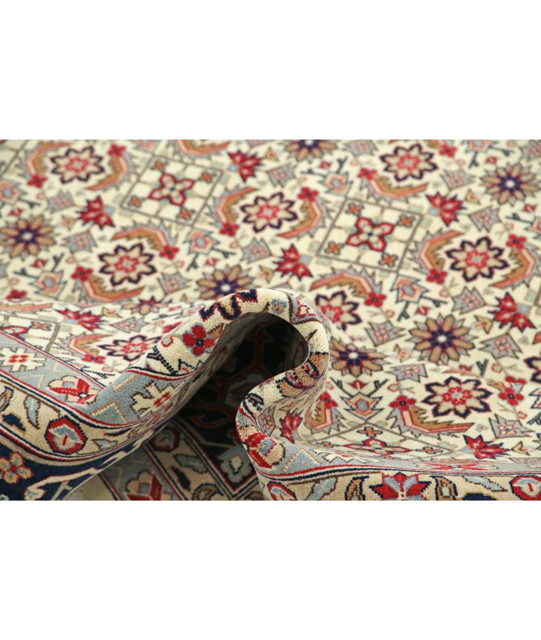 Hand Knotted Heritage Persian Style Wool Rug - 8'2'' x 11'8'' 8' 2" X 11' 8" (249 X 356) / Ivory / Blue