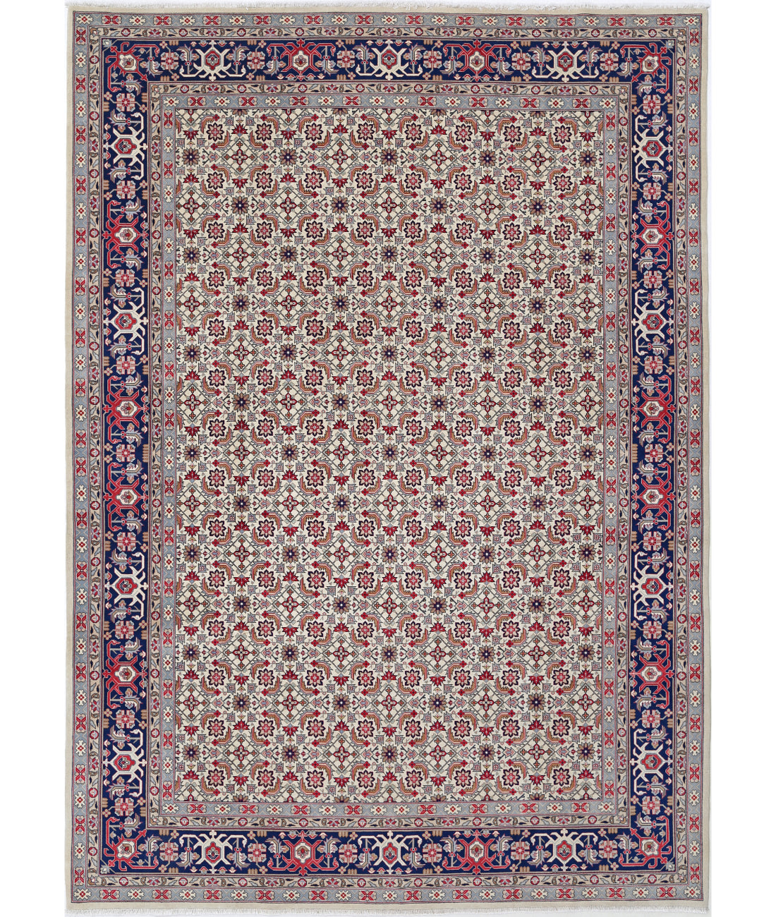 Hand Knotted Heritage Persian Style Wool Rug - 8&#39;2&#39;&#39; x 11&#39;8&#39;&#39; 8&#39; 2&quot; X 11&#39; 8&quot; (249 X 356) / Ivory / Blue