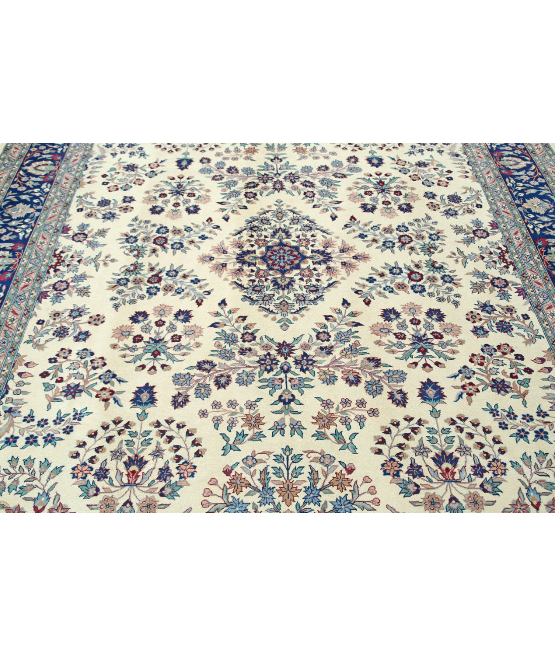 Hand Knotted Heritage Persian Style Wool Rug - 8'2'' x 10'1'' 8' 2" X 10' 1" (249 X 307) / Ivory / Blue