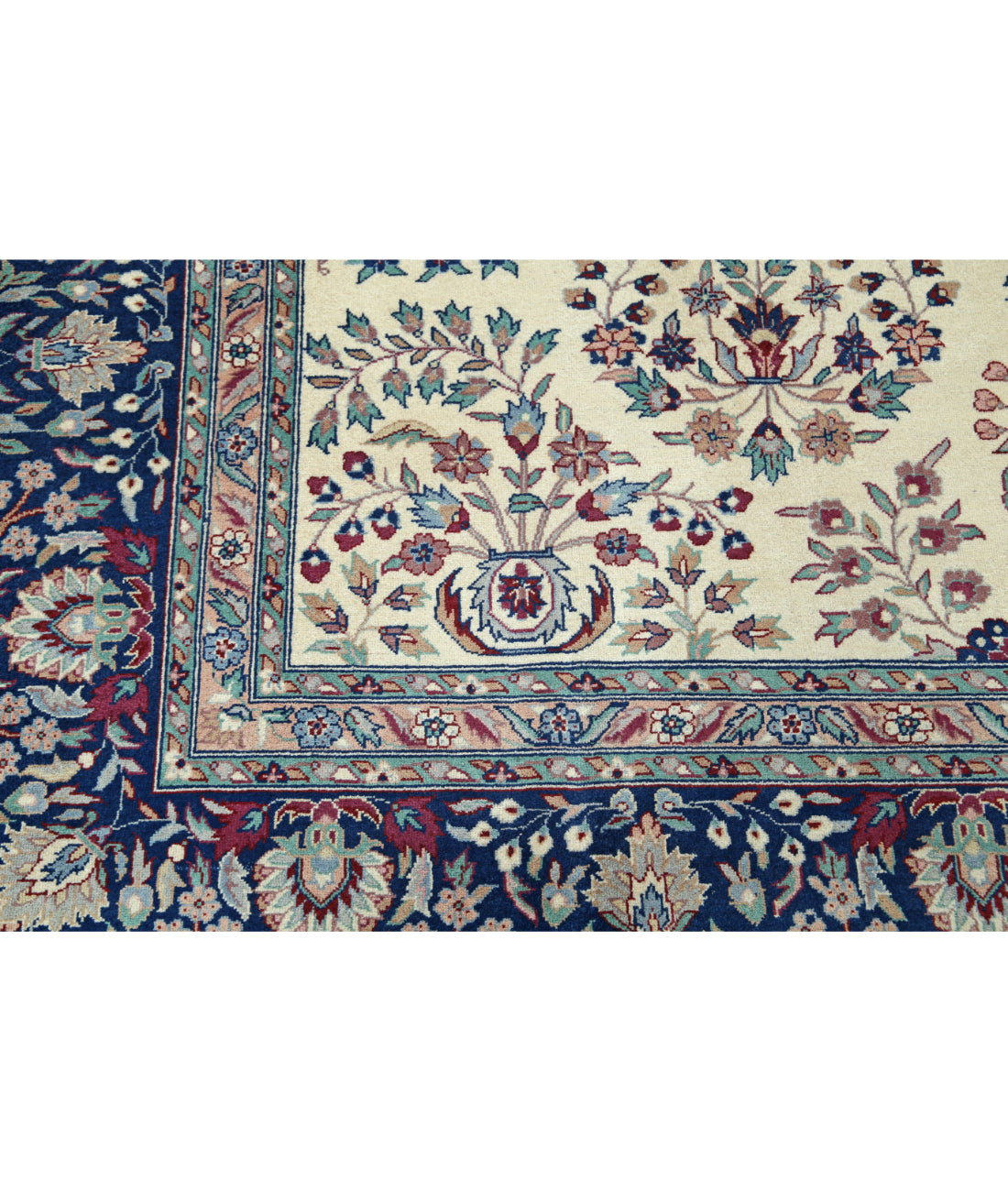 Hand Knotted Heritage Persian Style Wool Rug - 8'2'' x 10'1'' 8' 2" X 10' 1" (249 X 307) / Ivory / Blue
