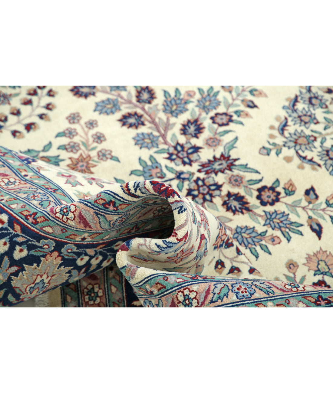 Hand Knotted Heritage Persian Style Wool Rug - 8'2'' x 10'1'' 8' 2" X 10' 1" (249 X 307) / Ivory / Blue