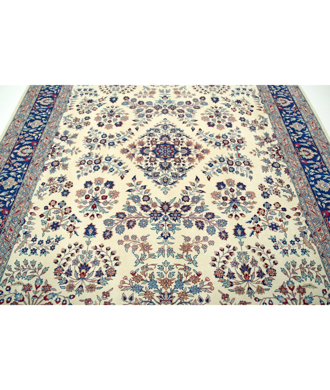 Hand Knotted Heritage Persian Style Wool Rug - 8'1'' x 9'10'' 8' 1" X 9' 10" (246 X 300) / Ivory / Blue