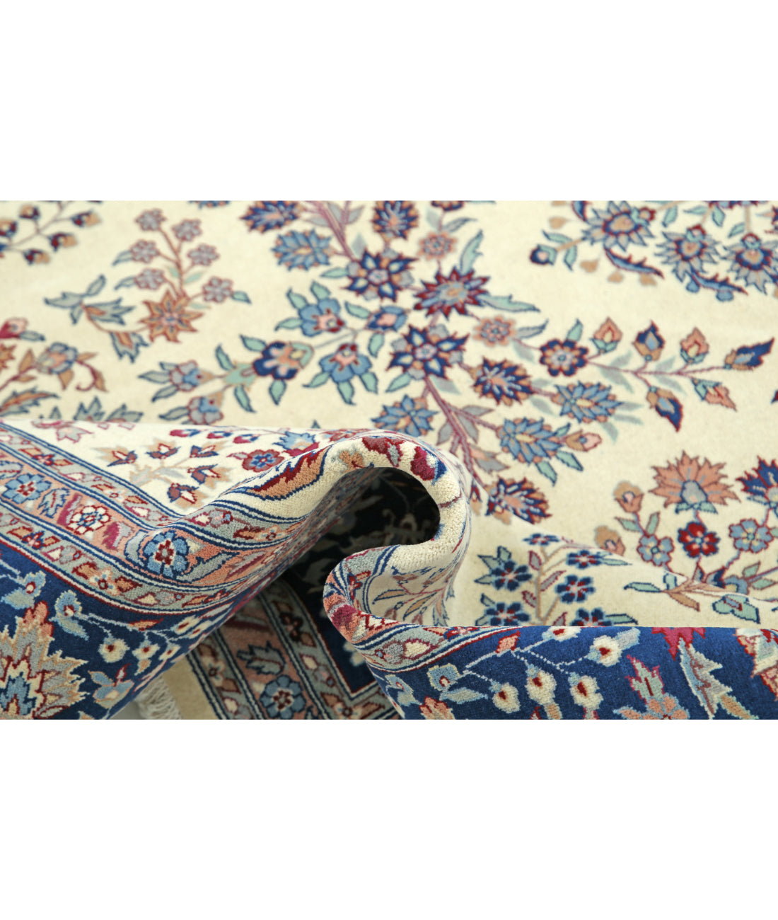 Hand Knotted Heritage Persian Style Wool Rug - 8'1'' x 9'10'' 8' 1" X 9' 10" (246 X 300) / Ivory / Blue