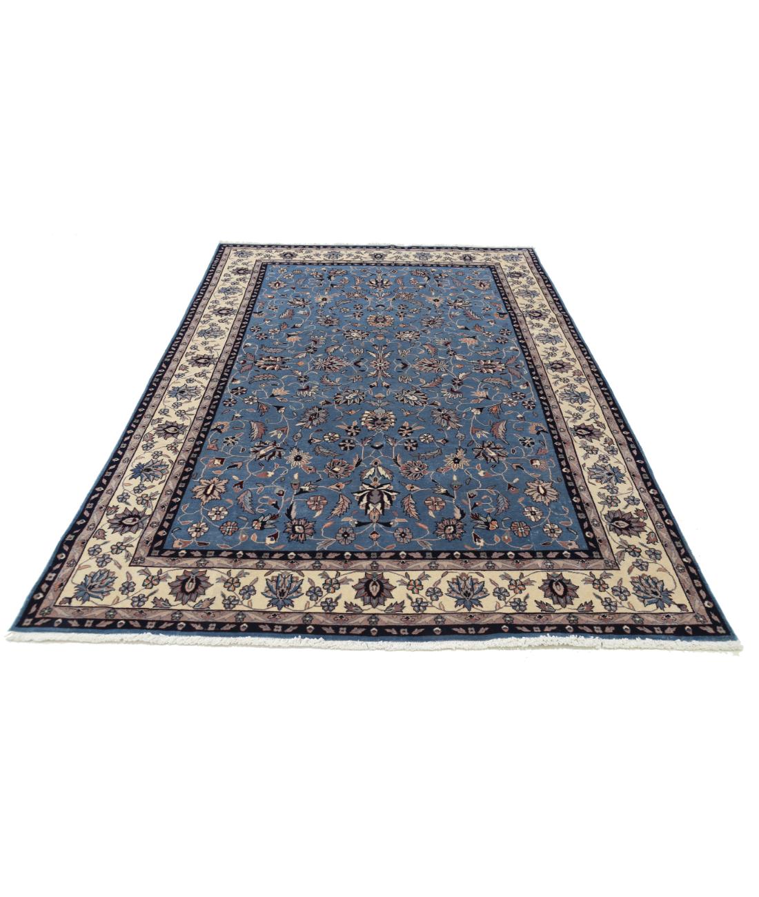 Hand Knotted Heritage Persian Style Wool Rug - 6'1'' x 9'1'' 6' 1" X 9' 1" (185 X 277) / Blue / Ivory