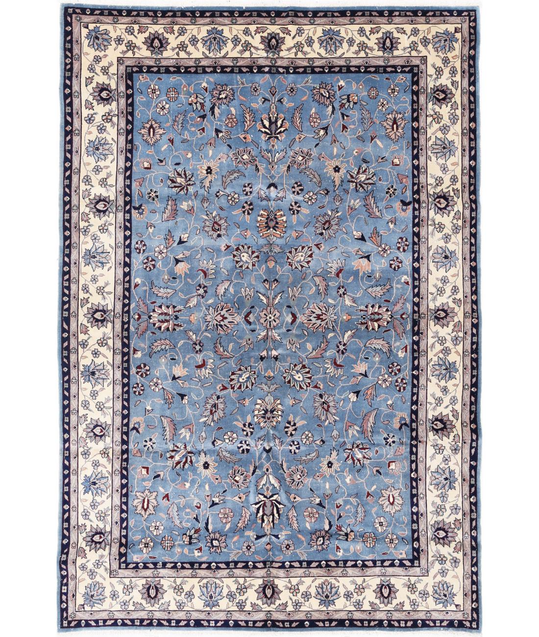 Hand Knotted Heritage Persian Style Wool Rug - 6&#39;1&#39;&#39; x 9&#39;1&#39;&#39; 6&#39; 1&quot; X 9&#39; 1&quot; (185 X 277) / Blue / Ivory