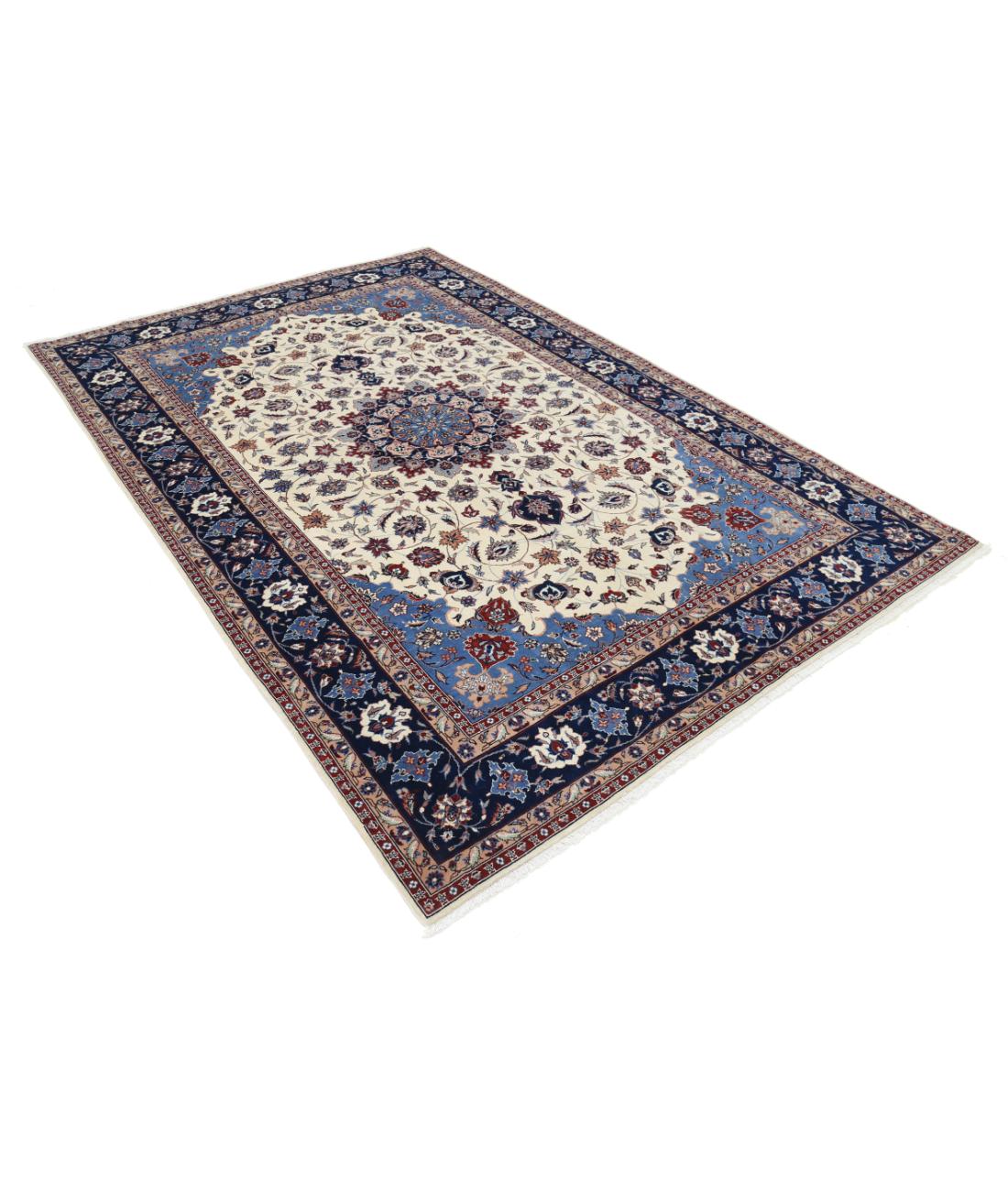 Hand Knotted Heritage Persian Style Wool Rug - 6'0'' x 9'0'' 6' 0" X 9' 0" (183 X 274) / Ivory / Blue