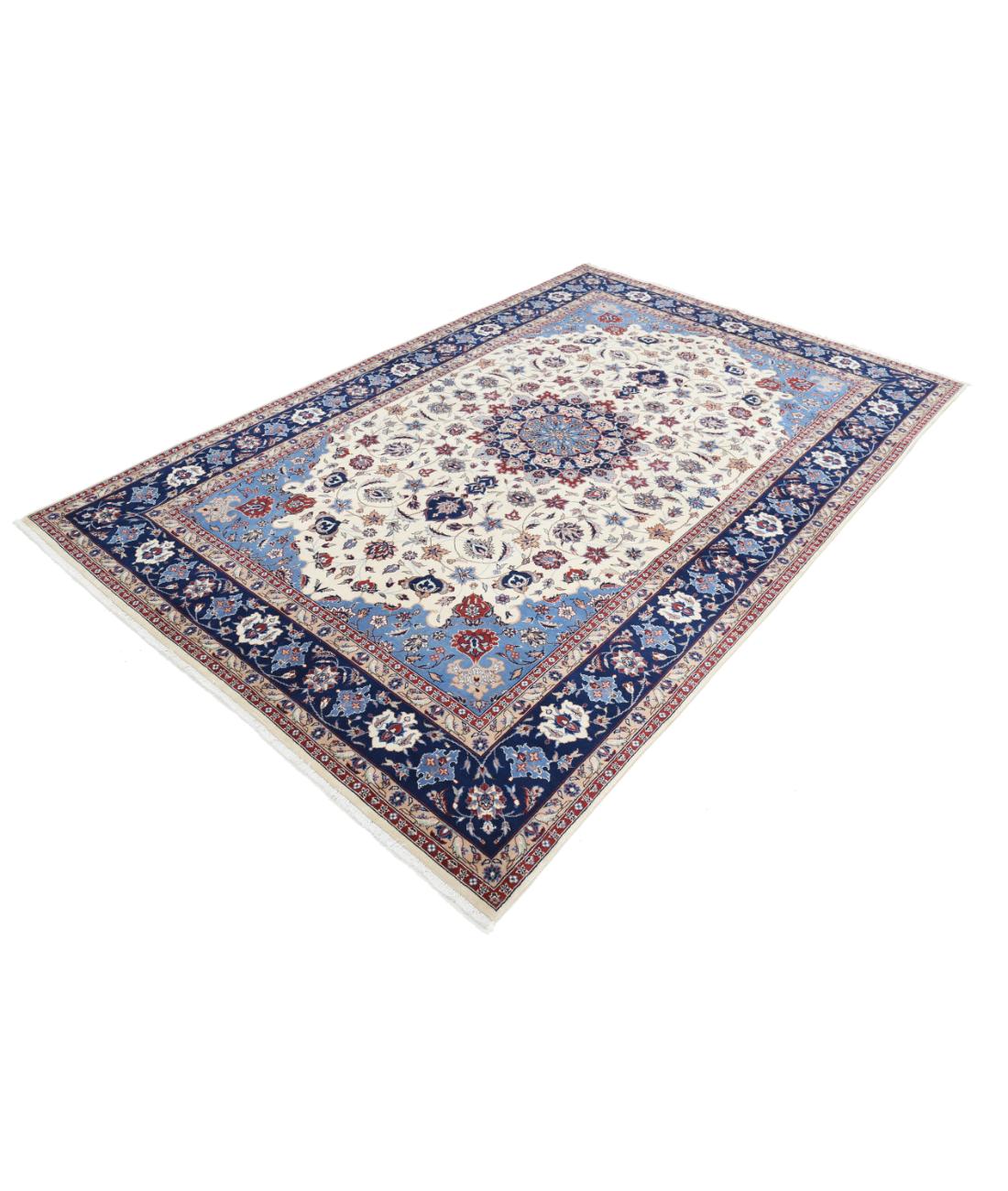 Hand Knotted Heritage Persian Style Wool Rug - 6'0'' x 9'0'' 6' 0" X 9' 0" (183 X 274) / Ivory / Blue