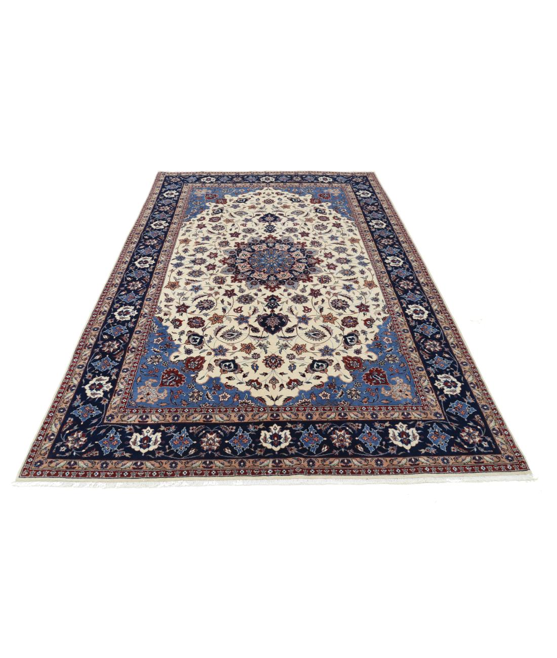 Hand Knotted Heritage Persian Style Wool Rug - 6'0'' x 9'0'' 6' 0" X 9' 0" (183 X 274) / Ivory / Blue