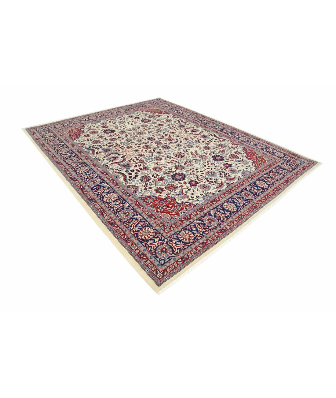 Hand Knotted Heritage Persian Style Wool Rug - 8'2'' x 9'11'' 8' 2" X 9' 11" (249 X 302) / Ivory / Blue
