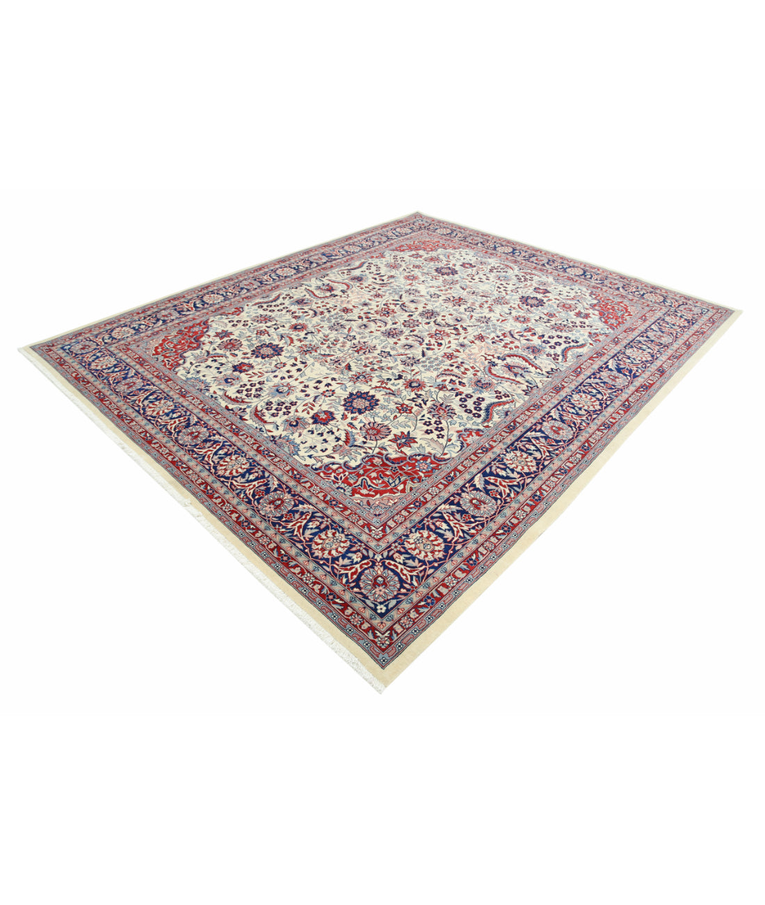 Hand Knotted Heritage Persian Style Wool Rug - 8'2'' x 9'11'' 8' 2" X 9' 11" (249 X 302) / Ivory / Blue
