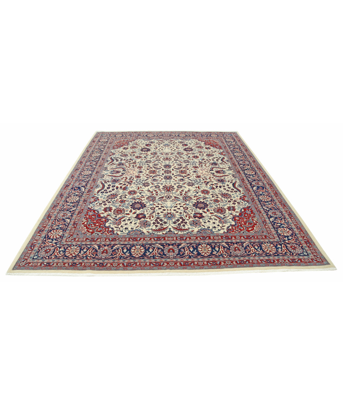 Hand Knotted Heritage Persian Style Wool Rug - 8'2'' x 9'11'' 8' 2" X 9' 11" (249 X 302) / Ivory / Blue