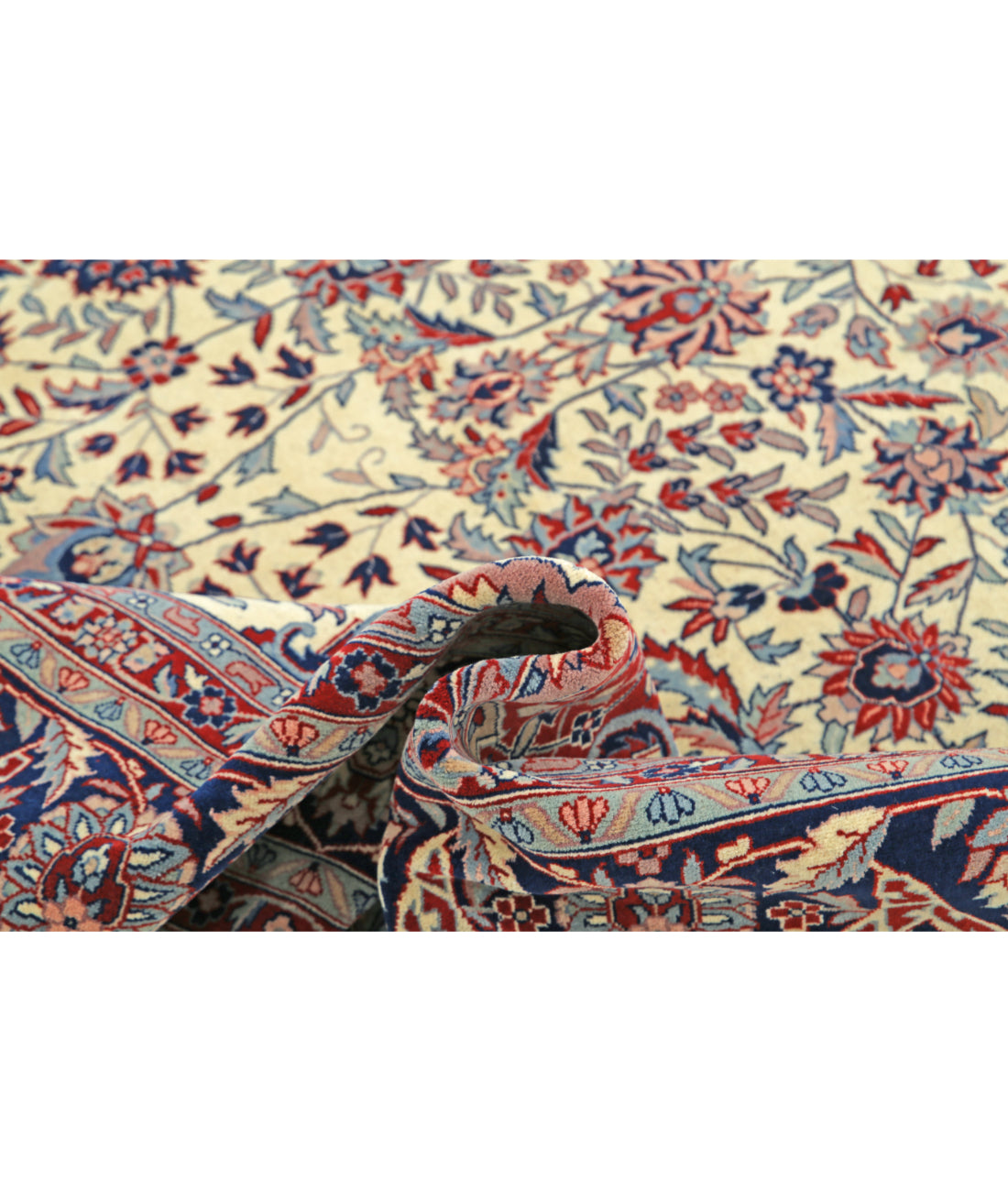 Hand Knotted Heritage Persian Style Wool Rug - 8'2'' x 9'11'' 8' 2" X 9' 11" (249 X 302) / Ivory / Blue