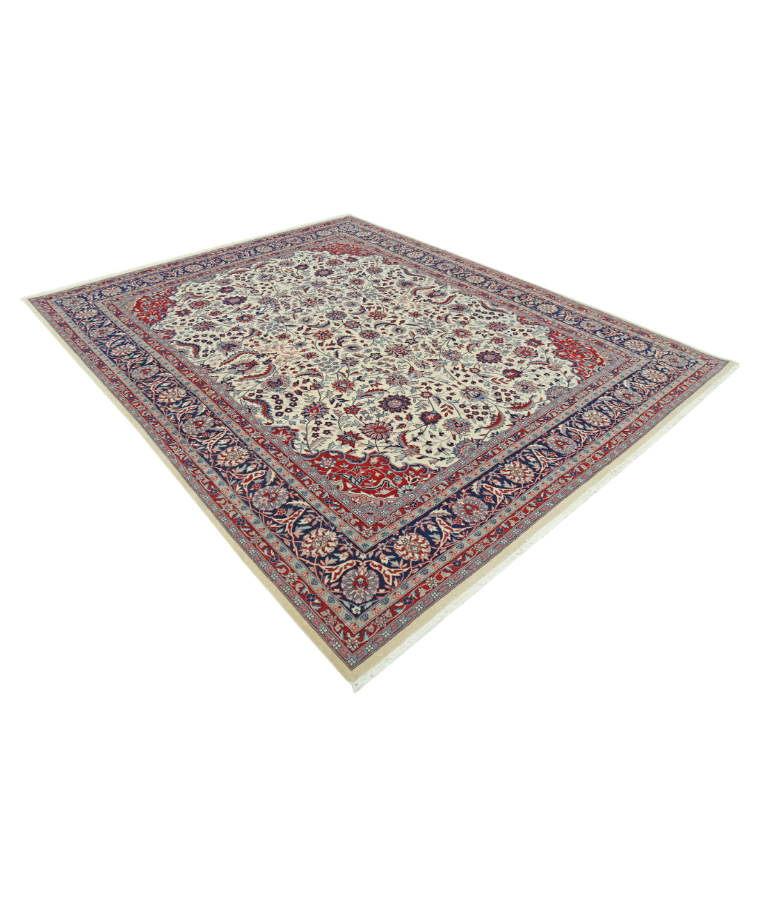 Hand Knotted Heritage Persian Style Wool Rug - 8'0'' x 9'11'' 8' 0" X 9' 11" (244 X 302) / Ivory / Blue