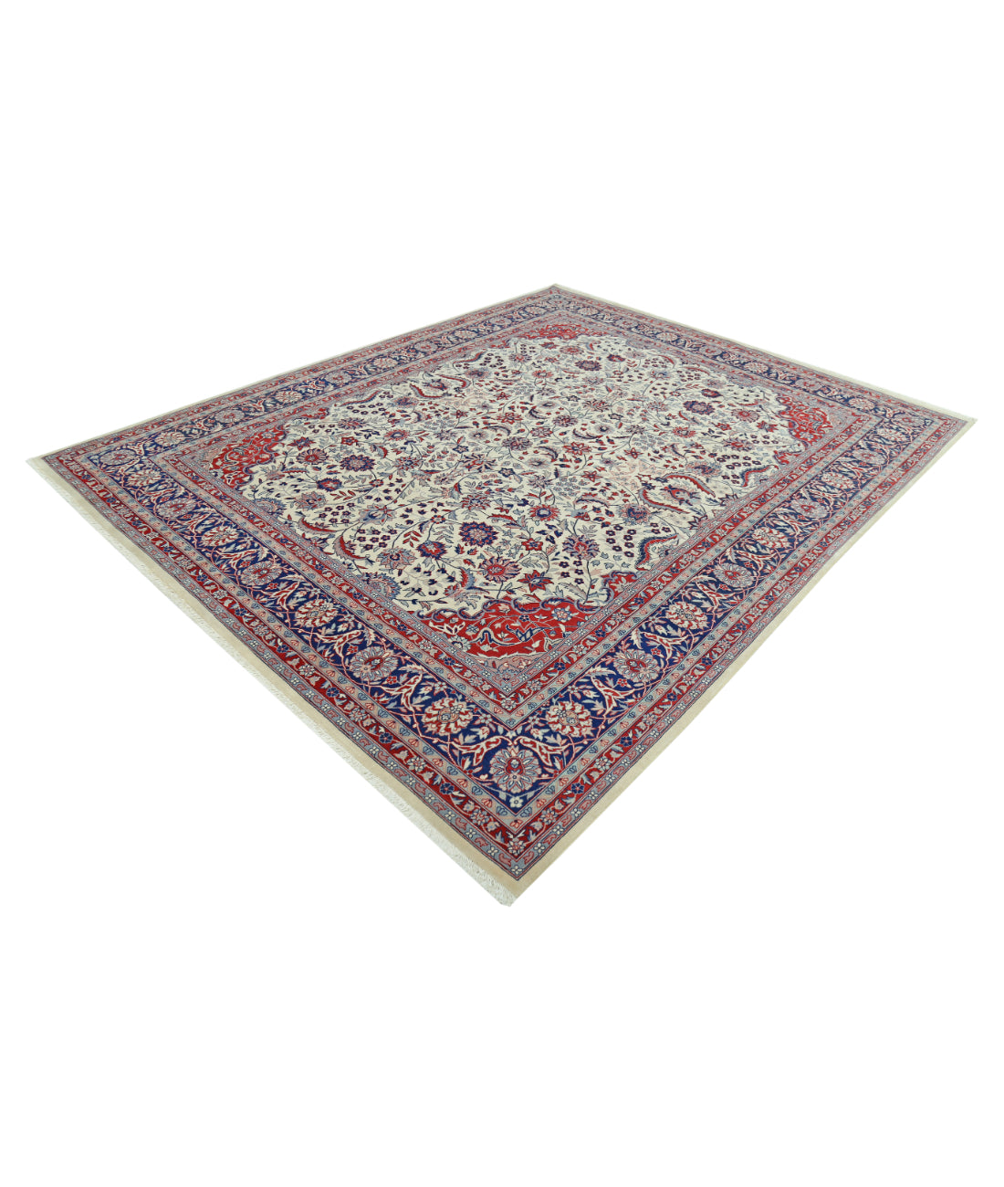 Hand Knotted Heritage Persian Style Wool Rug - 8'0'' x 9'11'' 8' 0" X 9' 11" (244 X 302) / Ivory / Blue