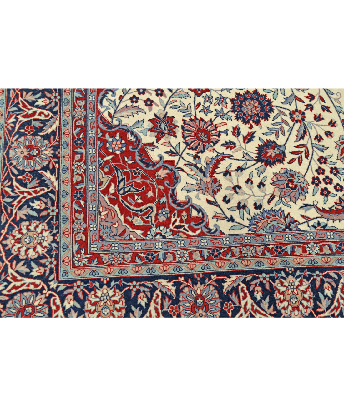 Hand Knotted Heritage Persian Style Wool Rug - 8'0'' x 9'11'' 8' 0" X 9' 11" (244 X 302) / Ivory / Blue
