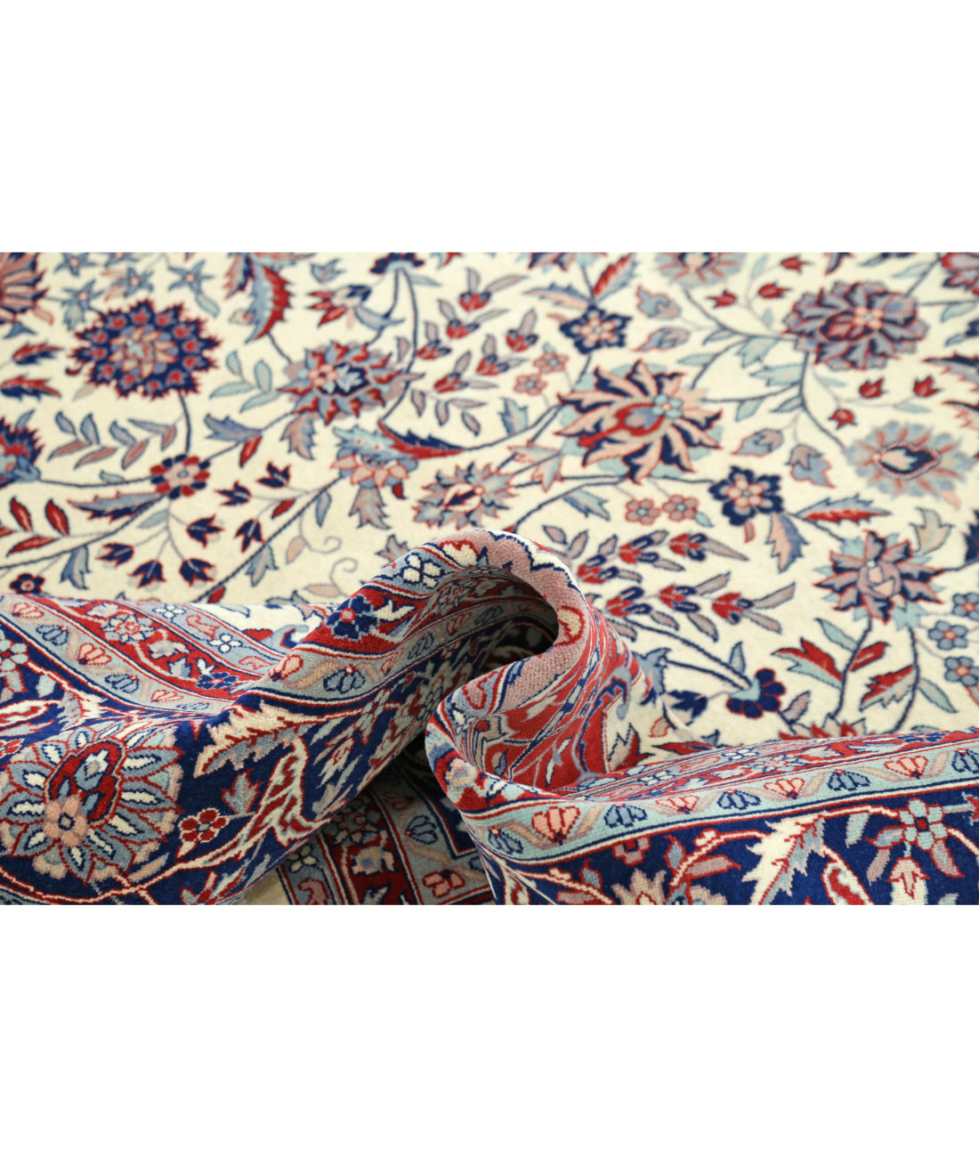 Hand Knotted Heritage Persian Style Wool Rug - 8'0'' x 9'11'' 8' 0" X 9' 11" (244 X 302) / Ivory / Blue