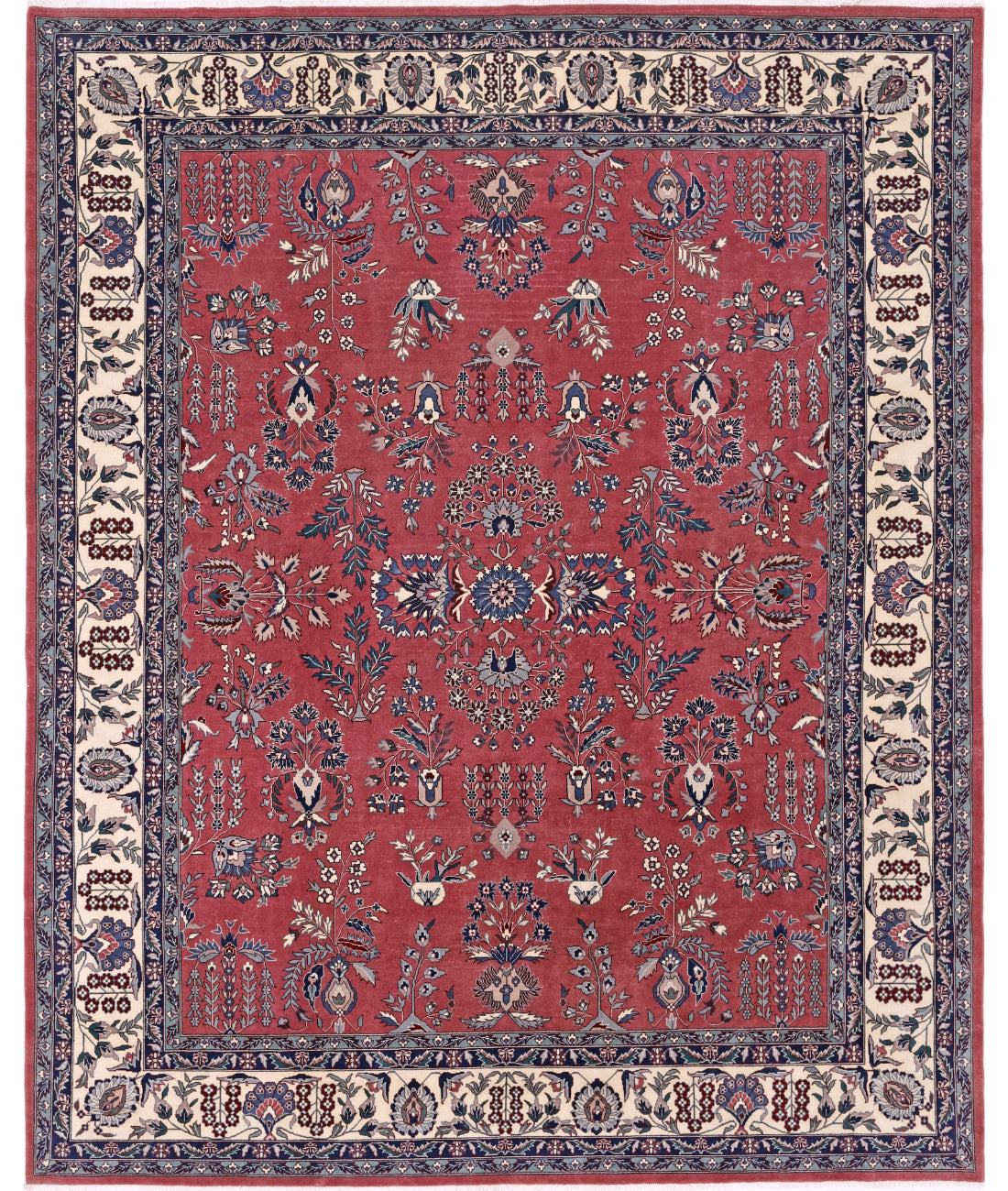 Hand Knotted Heritage Persian Style Wool Rug - 8&#39;0&#39;&#39; x 9&#39;11&#39;&#39; 8&#39; 0&quot; X 9&#39; 11&quot; (244 X 302) / Pink / Ivory