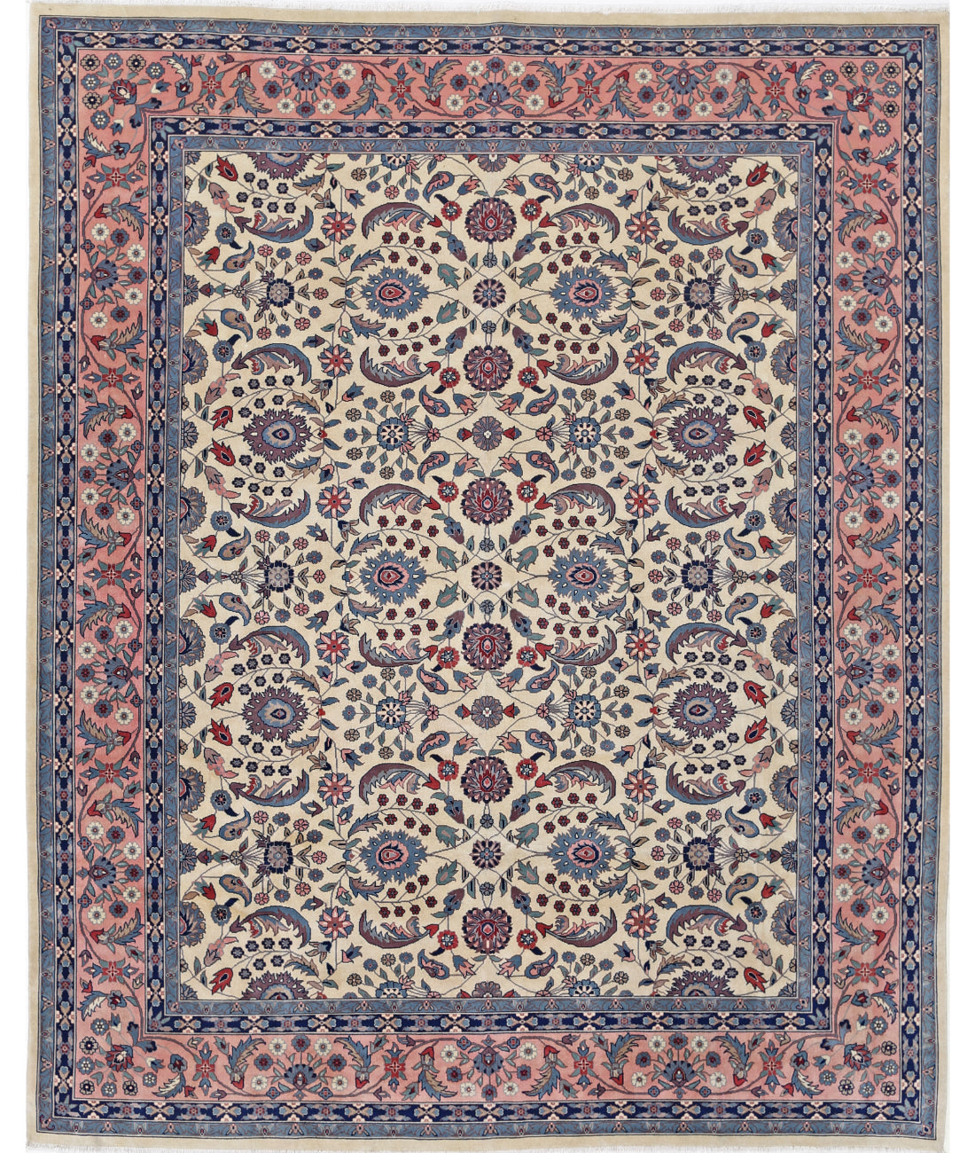 Hand Knotted Heritage Persian Style Wool Rug - 8&#39;1&#39;&#39; x 10&#39;1&#39;&#39; 8&#39; 1&quot; X 10&#39; 1&quot; (246 X 307) / Ivory / Pink