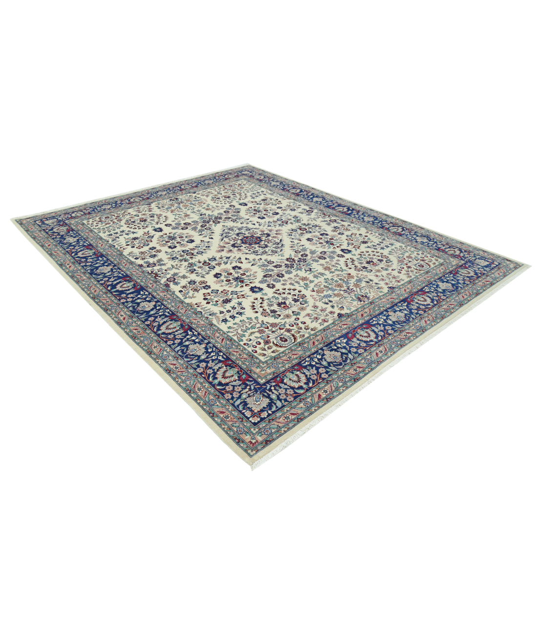 Hand Knotted Heritage Persian Style Wool Rug - 8'3'' x 10'0'' 8' 3" X 10' 0" (251 X 305) / Ivory / Blue