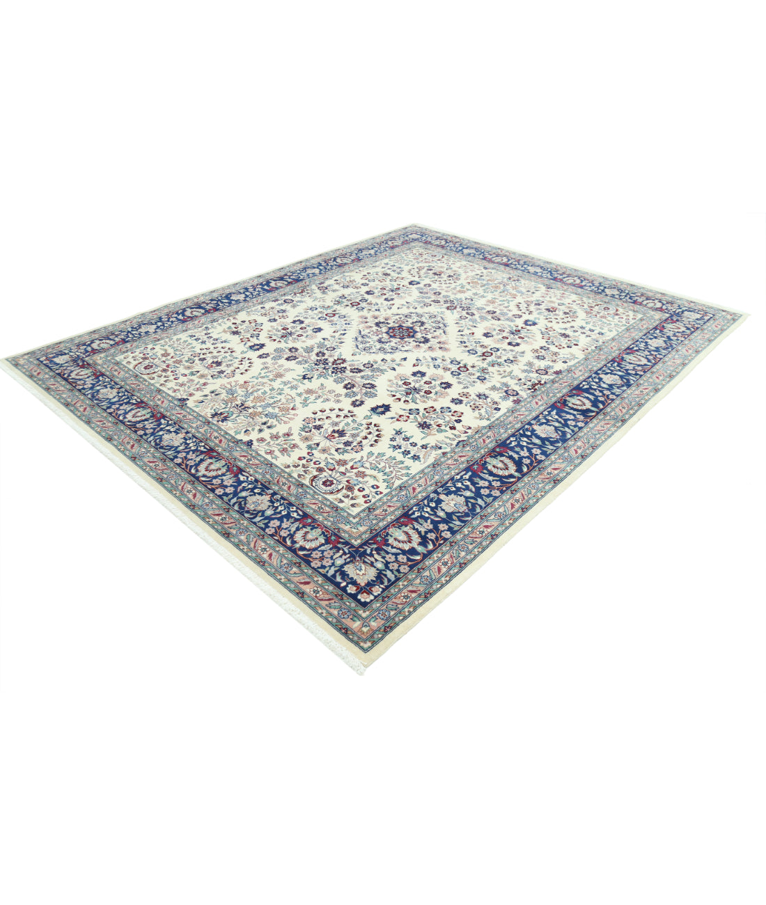 Hand Knotted Heritage Persian Style Wool Rug - 8'3'' x 10'0'' 8' 3" X 10' 0" (251 X 305) / Ivory / Blue