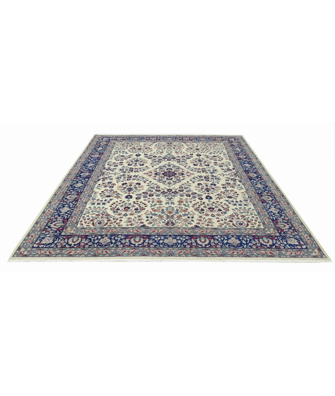 Hand Knotted Heritage Persian Style Wool Rug - 8'3'' x 10'0'' 8' 3" X 10' 0" (251 X 305) / Ivory / Blue