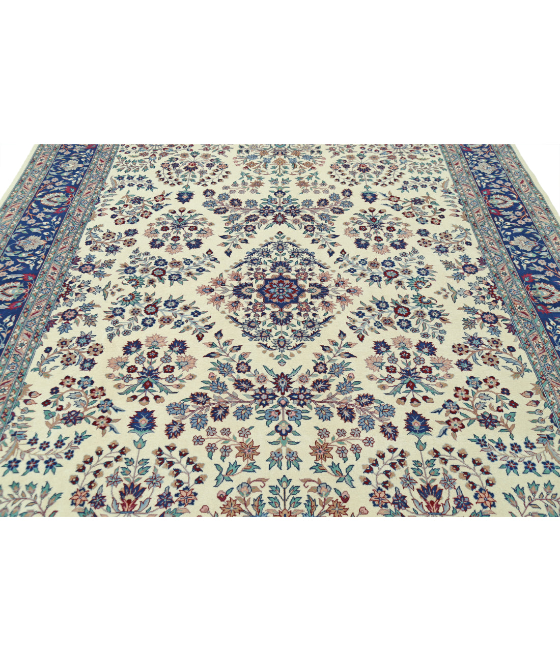 Hand Knotted Heritage Persian Style Wool Rug - 8'3'' x 10'0'' 8' 3" X 10' 0" (251 X 305) / Ivory / Blue