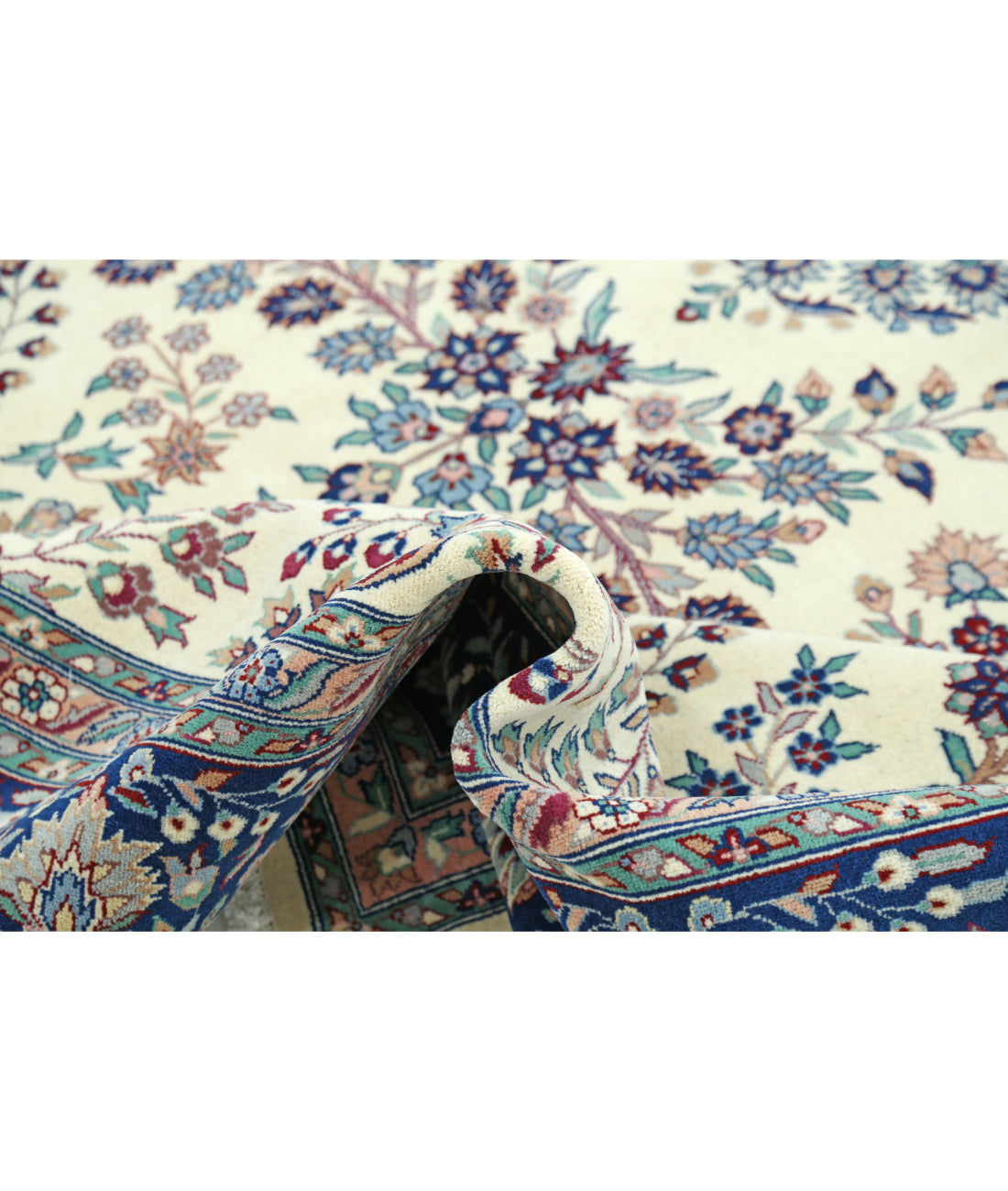 Hand Knotted Heritage Persian Style Wool Rug - 8'3'' x 10'0'' 8' 3" X 10' 0" (251 X 305) / Ivory / Blue