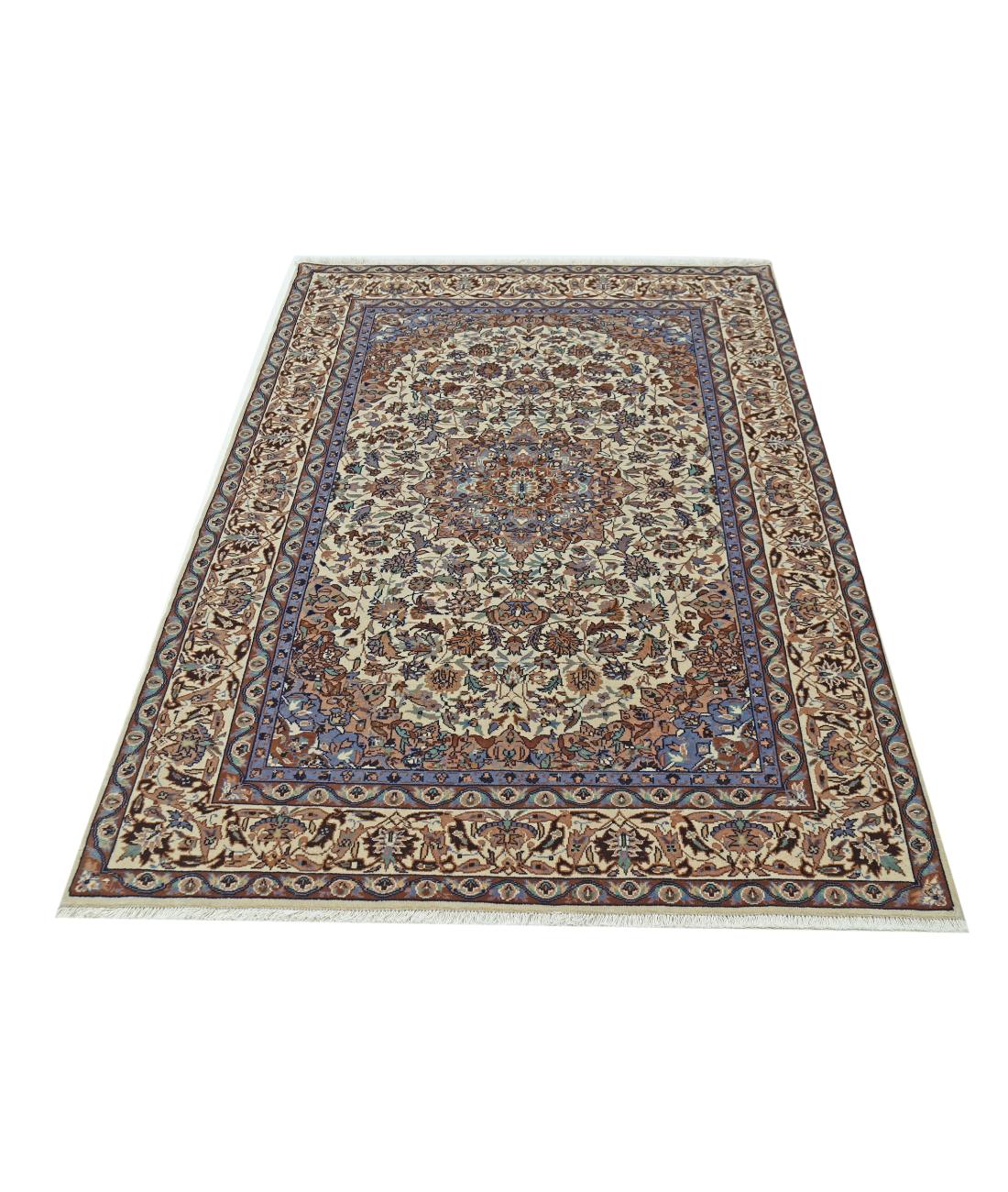 Hand Knotted Heritage Persian Style Wool Rug - 4'0'' x 5'11'' 4' 0" X 5' 11" (122 X 180) / Ivory / Taupe