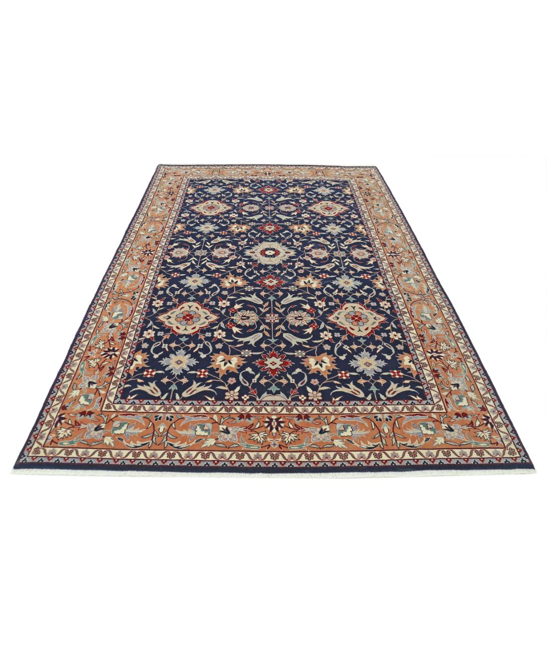 Hand Knotted Heritage Persian Style Wool Rug - 6'0'' x 9'0'' 6' 0" X 9' 0" (183 X 274) / Blue / Tan