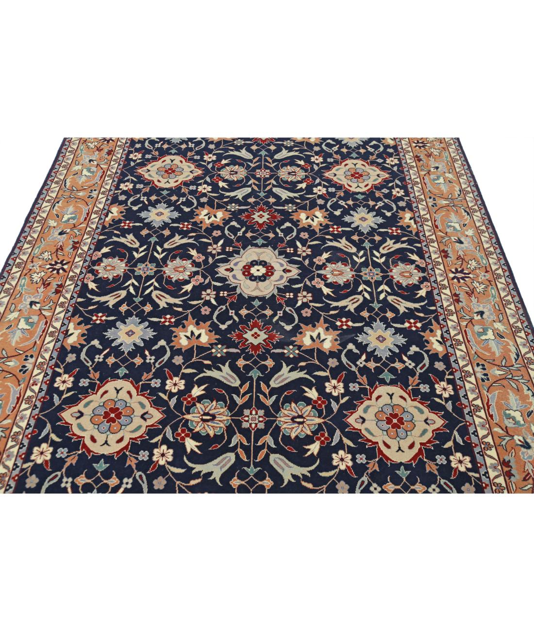 Hand Knotted Heritage Persian Style Wool Rug - 6'0'' x 9'0'' 6' 0" X 9' 0" (183 X 274) / Blue / Tan