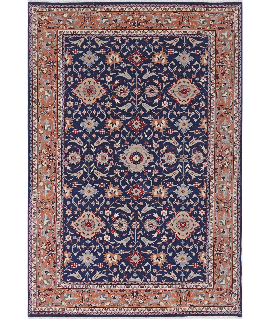 Hand Knotted Heritage Persian Style Wool Rug - 6'0'' x 9'0'' 6' 0" X 9' 0" (183 X 274) / Blue / Tan